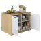 Isola da Cucina Marrone Rovere Bianco Lucido un Ripiano 2 Vani 115x80x90h cm, 2 Ante Made in Italy - Manotere