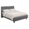 Letto Matrimoniale Grigio Dimensione Materasso 160x200 cm Testiera e Giroletto Imbottiti, Imbottito - Exmouth