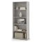 Libreria Bianco Grigio Cemento 4 Ripiani Installazione a Terra 79x34x188h cm, Sfumatura Colore Struttura Cemento - Brugnera