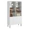 Libreria Bianco Nero un Ripiano Piedini Neri 100x42x177h cm, 2 Ante - Ghilarza