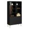 Libreria Nero oro un Ripiano Piedini oro 100x42x177h cm, 2 Ante - Maierato