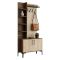 Mobile da Ingresso Beige Marmo Marrone Noce Appendiabiti 7 Ripiani 90x35x200h cm, Apertura Battente - Loceri