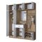 Mobile da Ingresso Bianco Marrone Noce Specchio Incluso Appendiabiti 179x38x226h cm, 11 Ripiani - Torpe