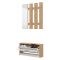 Mobile da Ingresso Bianco Marrone Rovere Nodi Specchio Incluso 3 Ripiani 91.5x28x202h cm, Appendiabiti - Viggiano
