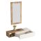 Mobile da Ingresso Bianco Marrone Rovere Nodi Specchio Incluso un Cassetto 82x30x16h cm, un Ripiano - Ingria
