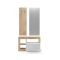 Mobile da Ingresso Marrone Rovere Bianco Lucido Specchio Incluso Appendiabiti 90.5x36x170h cm, 4 Paia - Casalino