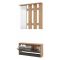 Mobile da Ingresso Nero Antracite Marrone Rovere Nodi Specchio Incluso 3 Ripiani 91.5x28x202h cm, Appendiabiti - Viggiano