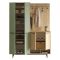 Mobile da Ingresso Verde Salvia Marrone Rovere Appendiabiti 12 Ripiani 147x36x196h cm, Apertura Battente - Tignale