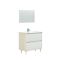 Mobile lavabo con specchio 80x45x80h cm bianco lucido e rovere - Berillo
