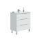 Mobile lavandino 3 cassetti 80x45x86h cm bianco lucido e rovere - Dianmu