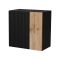 Mobile Pensile Nero Antracite Marrone Rovere un Ripiano Modulabile 49.9x50h cm, 2 Vani - Fonteno