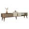 Mobile Porta tv Beige Marmo Marrone Noce 2 Ante Apertura a Ribalta 180x35x40h cm, 3 Vani - Sicoli