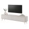 Mobile Porta tv Beige oro un Ripiano 2 Ante 200x38x51h cm, Ante Effetto Rigato con Piedini - Kala