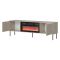 Mobile Porta tv Beige un Ripiano 2 Ante 180x40x60h cm, Caminetto Incluso - Silvi