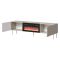 Mobile Porta tv Beige un Ripiano 2 Ante 200x42x57h cm, Caminetto Incluso - Vermezzo