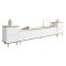 Mobile Porta tv Bianco 2 Ripiani 5 Ante 260x35x45h cm, con Finiture oro - Cortin