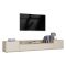Mobile Porta tv Bianco Cashmere Marrone Rovere Chiaro 3 Ripiani 3 Ante 200x35x30h cm, 4 Vani Made in Italy - Oxanna