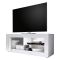 Mobile Porta tv Bianco Lucido 2 Ripiani Apertura Maniglia 140x43x56h cm, 4 Vani Made in Italy - Gambara
