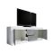 Mobile Porta tv Bianco Lucido Grigio Cemento 2 Vani Apertura Maniglia 210x43x65h cm, 86 Pollici Made in Italy - Sinello
