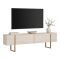 Mobile Porta tv Bianco Marmo oro 2 Ante 2 Vani 180x30x50h cm, Apertura a Ribalta - Abishia