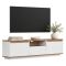 Mobile Porta tv Bianco Marrone Noce un Ripiano 4 Vani 160x30x42h cm, 3 Ante - Morrigan