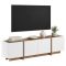 Mobile Porta tv Bianco Marrone Rovere 4 Ante 4 Vani 180x35x46h cm, Apertura a Ribalta - Nokadaka