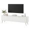 Mobile Porta tv Bianco oro 2 Ripiani 2 Ante 163x38x51h cm, Ante Effetto Rigato con Piedini - Kalase