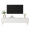 Mobile Porta tv Bianco oro 2 Ripiani 2 Ante 200x38x51h cm, Ante Effetto Rigato con Piedini - Kala
