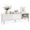Mobile Porta tv Bianco oro 2 Ripiani Un'anta 135x40x48h cm, con Piedini - Lilemi