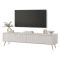 Mobile Porta tv Bianco oro un Ripiano 2 Ante 163x38x51h cm, Ante Effetto Rigato con Piedini - Kalase
