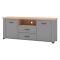 Mobile Porta tv Grigio Scuro Marrone Rovere Nodi 2 Cassetti 4 Ripiani 161x41x66.5h cm, Apertura Battente, Scorrevole - Rotondi