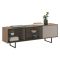 Mobile Porta tv Marrone Noce Beige 3 Ripiani 3 Ante 185x40x60h cm, Anta e Ripiani Dettaglio Vetro - Serrata