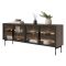 Mobile Porta tv Marrone Noce Nero 3 Ripiani 4 Ante 181x39x62h cm, con led - Kalerora