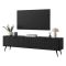 Mobile Porta tv Nero 2 Ripiani 2 Ante 163x38x51h cm, Ante Effetto Rigato con Piedini - Kalase