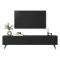 Mobile Porta tv Nero 2 Ripiani 2 Ante 200x38x51h cm, Ante Effetto Rigato con Piedini - Kala