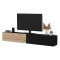 Mobile Porta tv Nero Antracite Marrone Rovere Modulabile un Ripiano 200x30x31h cm, 2 Ante - Sindia