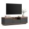 Mobile Porta tv Nero Antracite Marrone Rovere un Ripiano 3 Ante 160x30x42h cm, 4 Vani - Morrigan