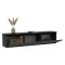 Mobile Porta tv Nero Antracite Nero Marmo Luci led Incluse 3 Ante 160x32x35h cm, Apertura a Ribalta - Marazzi