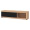 Mobile Porta tv Nero Marrone Rovere Nodi 2 Ripiani Un'anta 162x41.5x43.5h cm, Ripiano in Vetro - Pompu