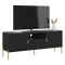 Mobile Porta tv Nero oro un Cassetto Ripiani 155x40x69h cm, 2 Ante - Rabattone