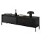 Mobile Porta tv Nero un Ripiano 2 Ante 187x40x53h cm, Ante Effetto Rigato - Kami