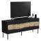 Mobile porta TV Novoli, 144x40 h62 cm, Nero e Rovere Nodi