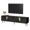 Mobile porta TV Seborga, 204x40 h55 cm, Nero e Oro