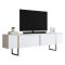 Mobile TV 180x30x50h cm Bianco e Oro con 2 Ante e Ripiano, Mobile Basso Salvaspazio in Legno e Metallo per Soggiorno Moderno – Abishia