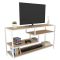 Mobile TV bianco e rovere 120x39x75h cm in legno - Ivette