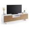 Mobile TV bianco e rovere 170x42x48h cm 2 ante e 1 cassetto - Atina