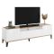 Mobile TV bianco lucido e acero 160x40x47h cm 2 ante e 1 cassetto - Argentoro