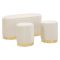 Panca Bianco Crema oro con due Sgabelli, Panca Contenitore Materiale Struttura in Metallo 80x37x42h cm, Colore Seduta Bianco - Soroti