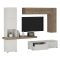 Parete Attrezzata Beige Marrone Noce Modulabile 2 Cassetti, 9 Ripiani - Riccia
