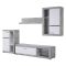 Parete Attrezzata Bianco Grigio Cemento 10 Ripiani 3 Ante 266.5x41.5x186h cm, Ripiani in Vetro - Dongo